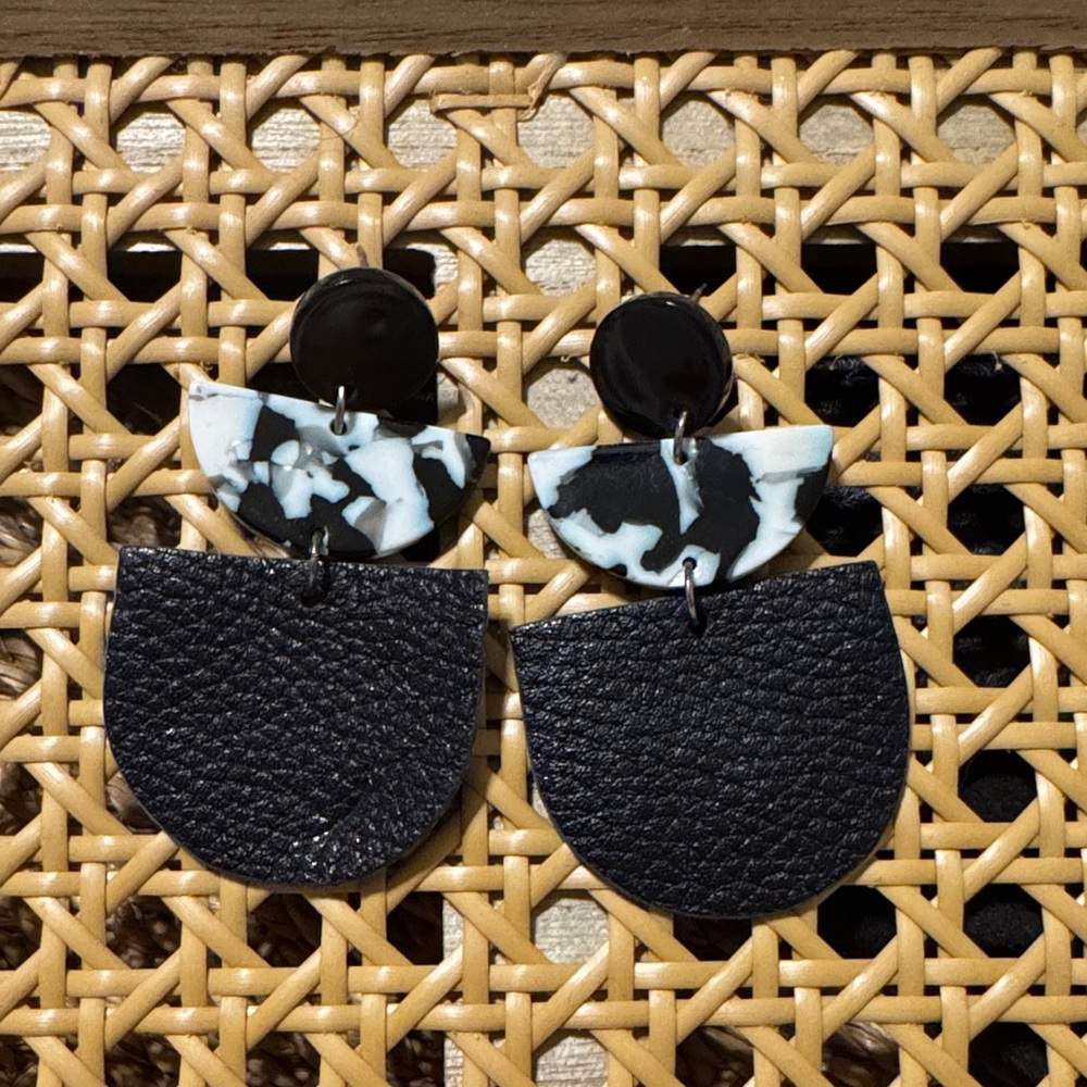 Black and White Geometric Earrings